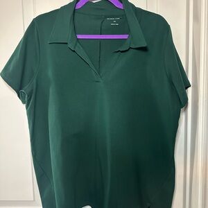 Universal Standard Dark Green French Terry Polo Top Size 8